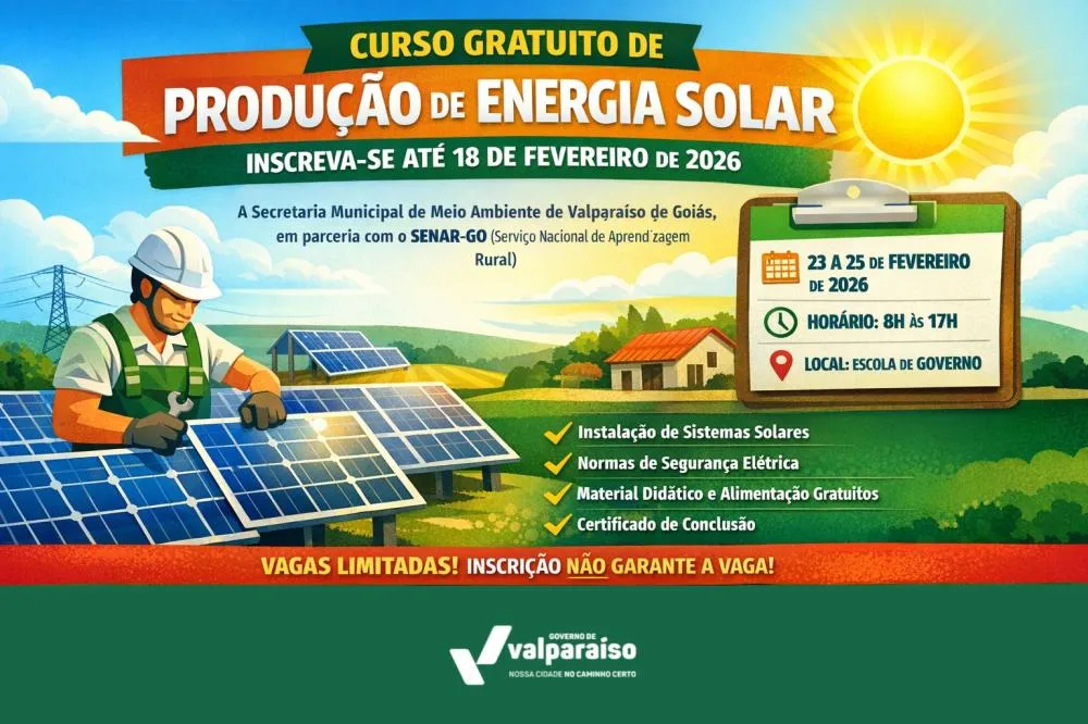 Secretaria de Meio Ambiente abre inscrições para curso gratuito de produção de energia solar