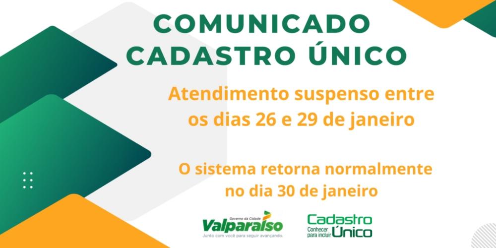 Sistema do cadastro único ficará indisponível entre os dias 26 E 29 de janeiro